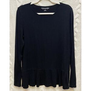 Soft Surroundings Women Black L/S T-Shirt S Peplum Tunic Goth‎ Spooky Fairy